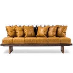 Leder, Nussbaum und Seil Shaker Sofa von Egg Designs