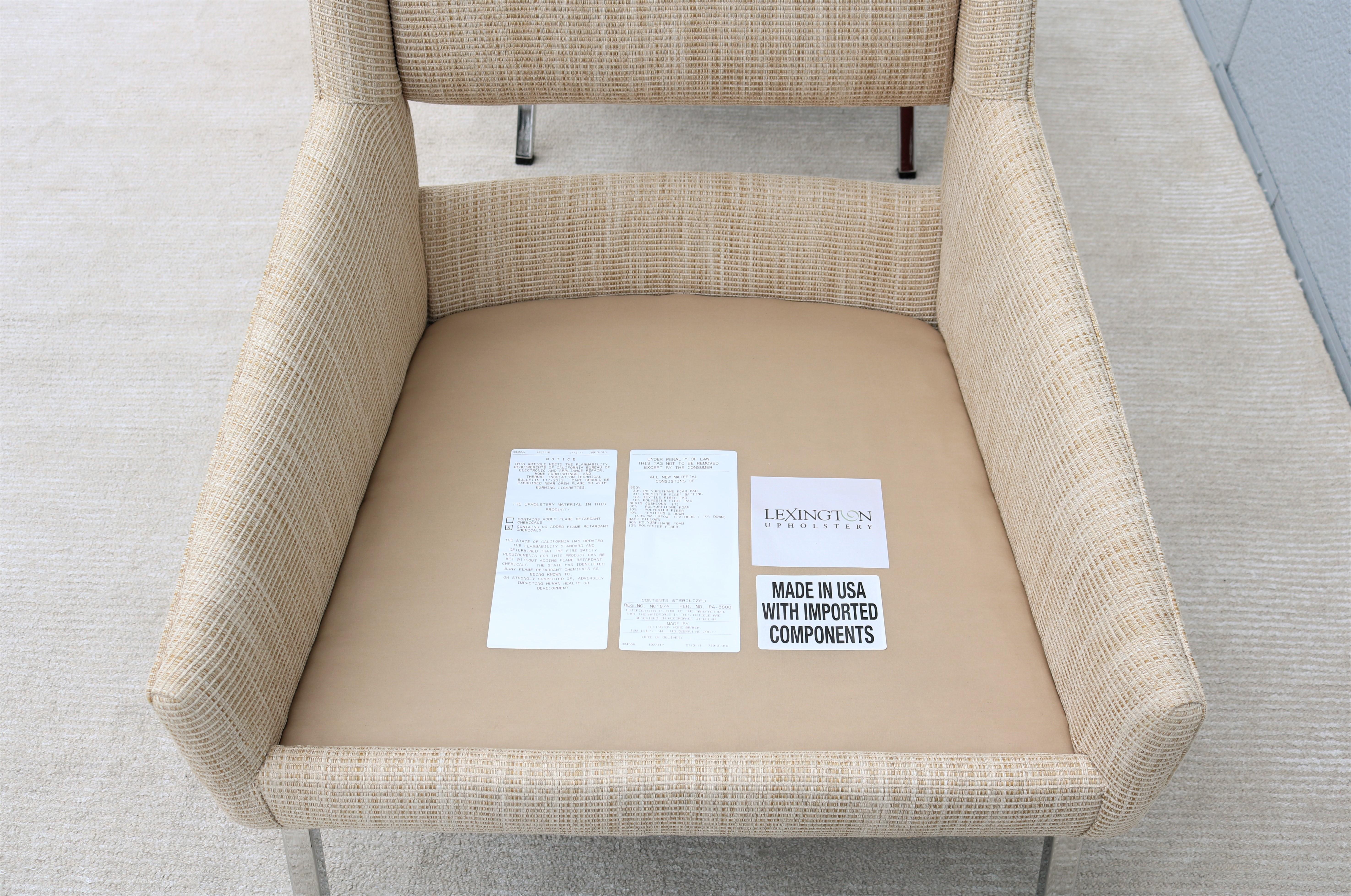Mid-Century Modern Style Lexington Amani Beige Fabric Accent Chairs, a Pair For Sale 8