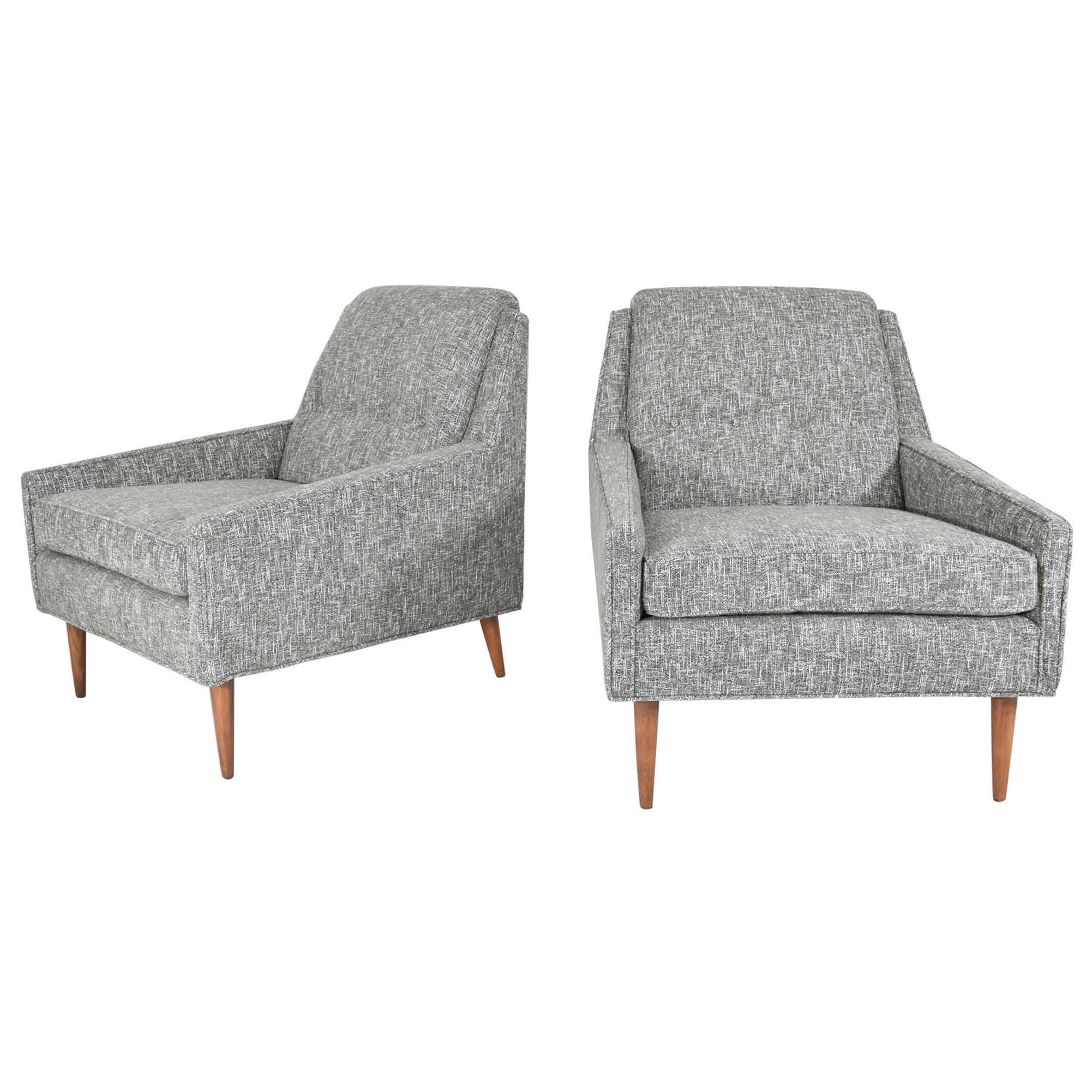Mid-Century Modern Style Lounge Chairs in New Upholstery