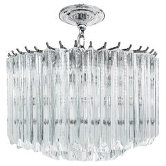Kronleuchter aus Lucite-Chrom im modernen Stil der Mitte des Jahrhunderts mit Baldachin