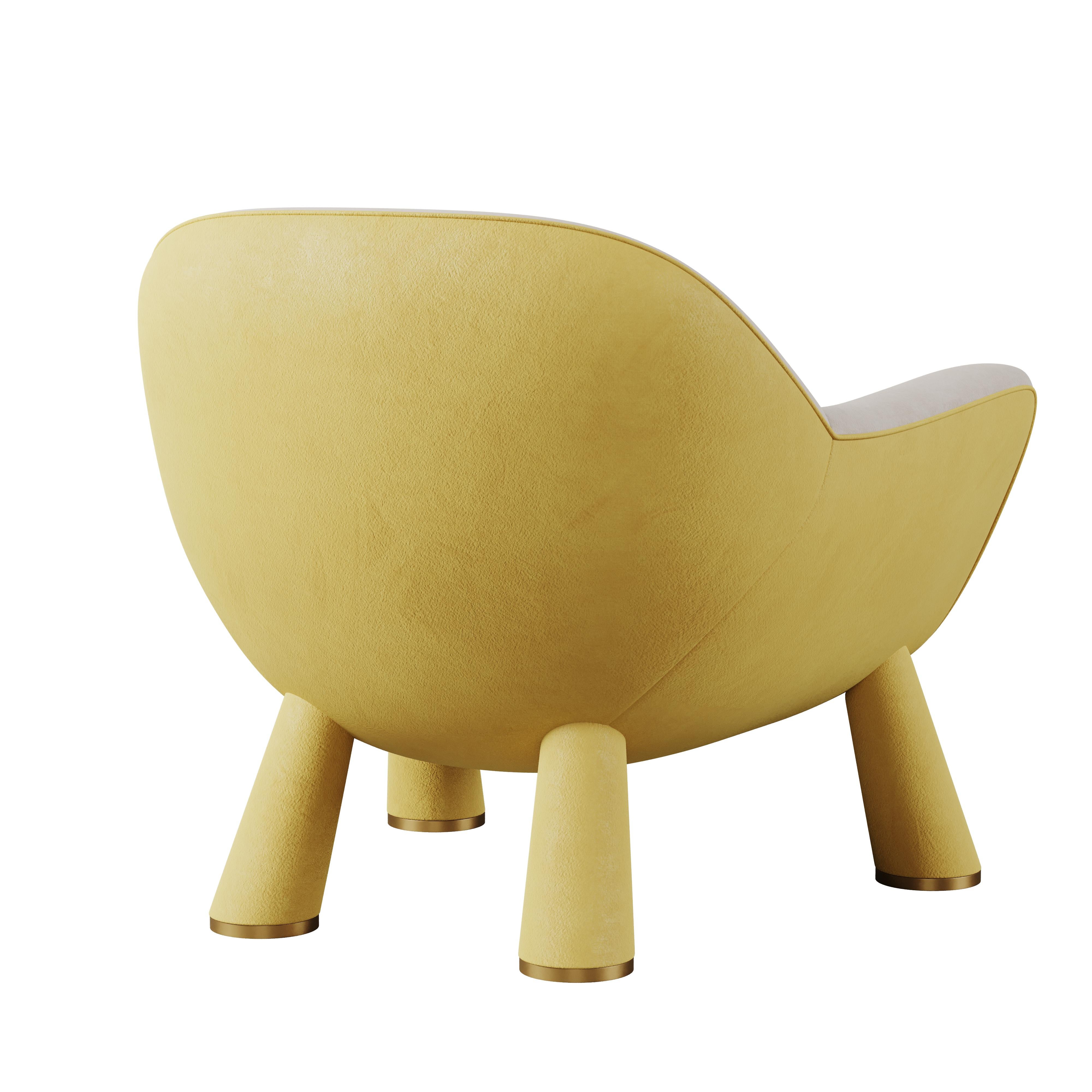 Mid-Century Modern Stil Sessel Nussbaumholz poliert Messing Baumwolle Samt (21. Jahrhundert und zeitgenössisch) im Angebot