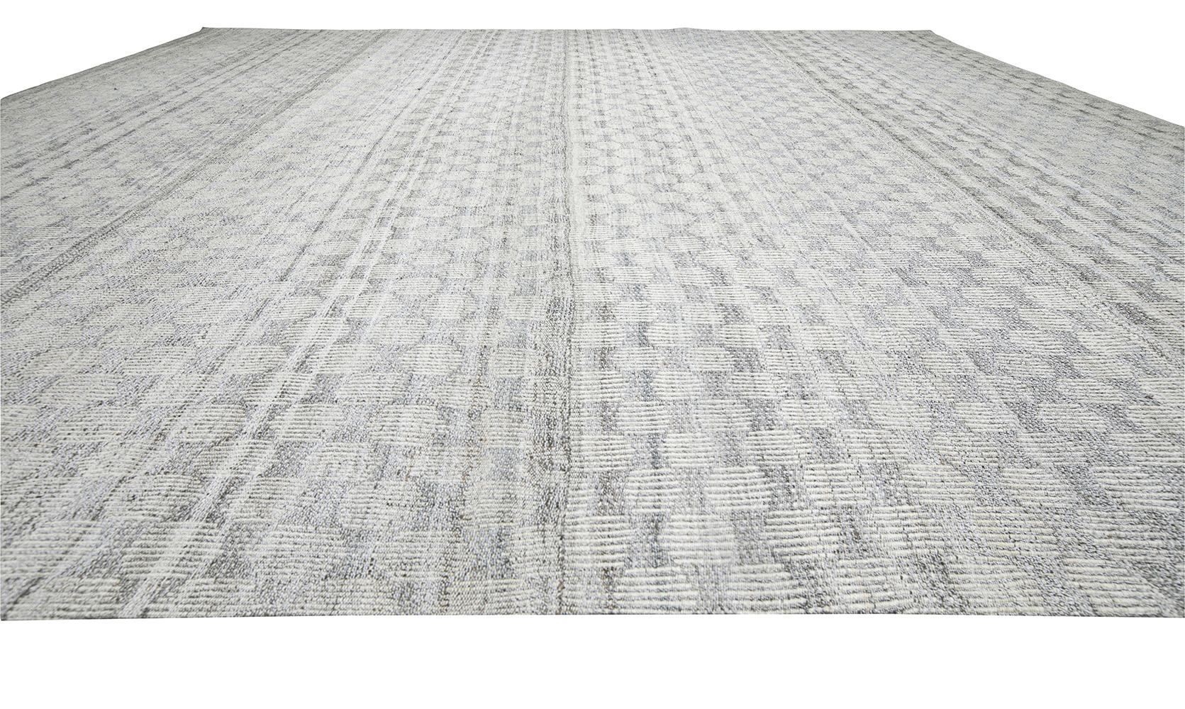 Hand-Woven Mid-Century Modern Style Minimalist Charmo Flatweave Rug For Sale