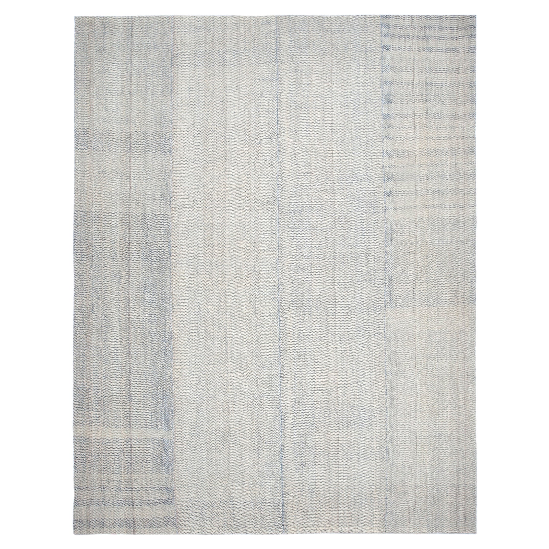 Tapis à tissage plat à chevrons zigzag à chevrons Charmo, de style moderne du milieu du siècle dernier en vente