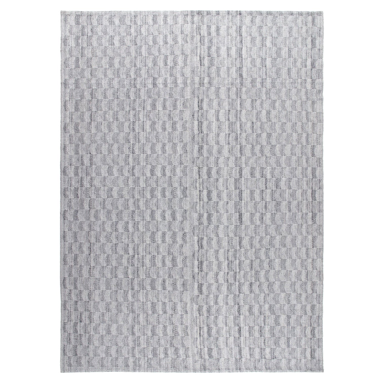 Mid-Century Modern Stil Minimalistischer Charmo Flachgewebter Teppich mit Jakobsmuschelmuster
