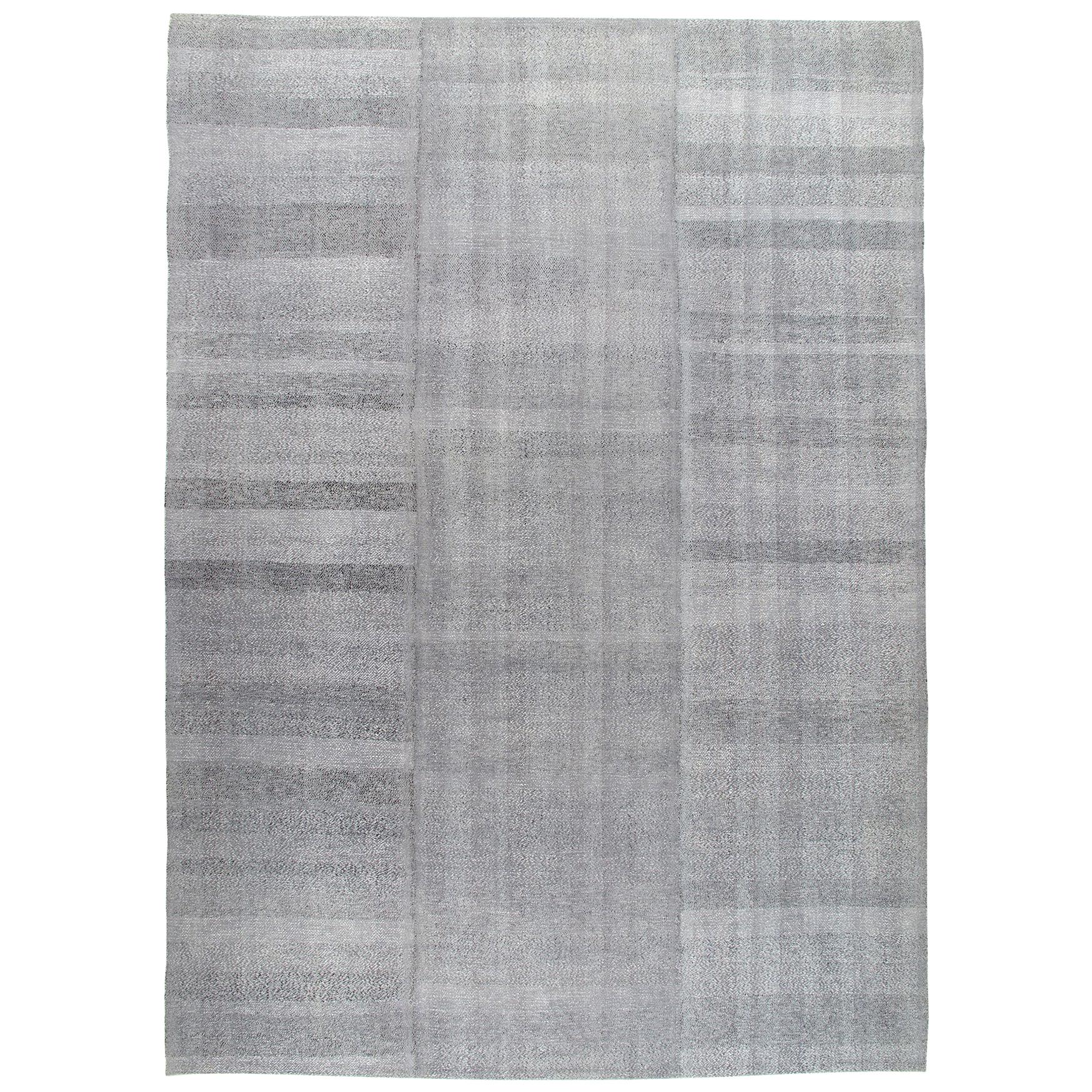 Mid-Century Modern Style Minimalist Flat-Weave Rug