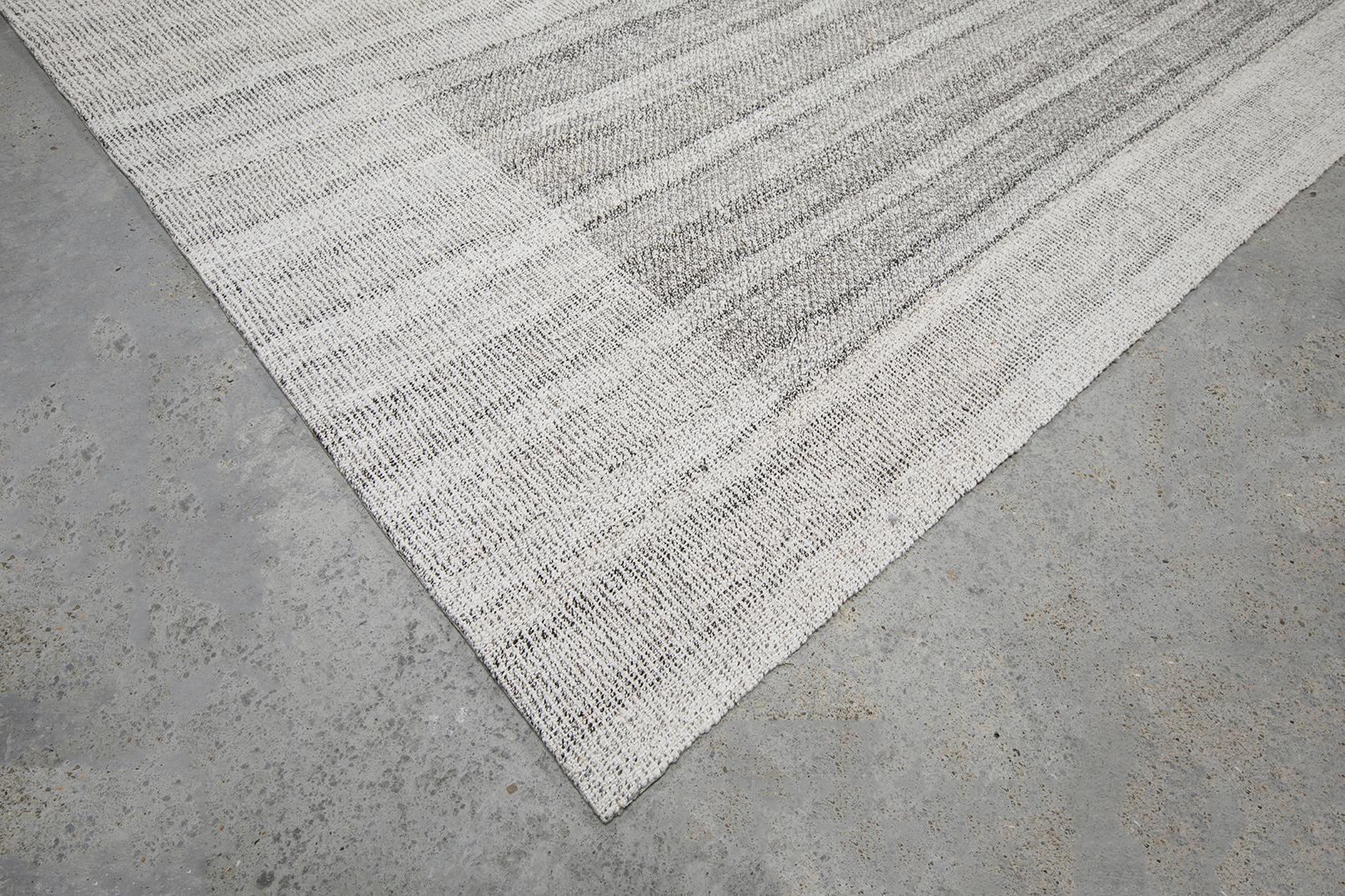Tissé à la main Tapis à tissage plat minimaliste de style moderne du milieu du siècle dernier en vente