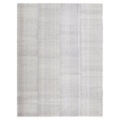 Tapis à tissage plat à chevrons à chevrons de style moderne du milieu du siècle dernier, à chevrons minimalistes