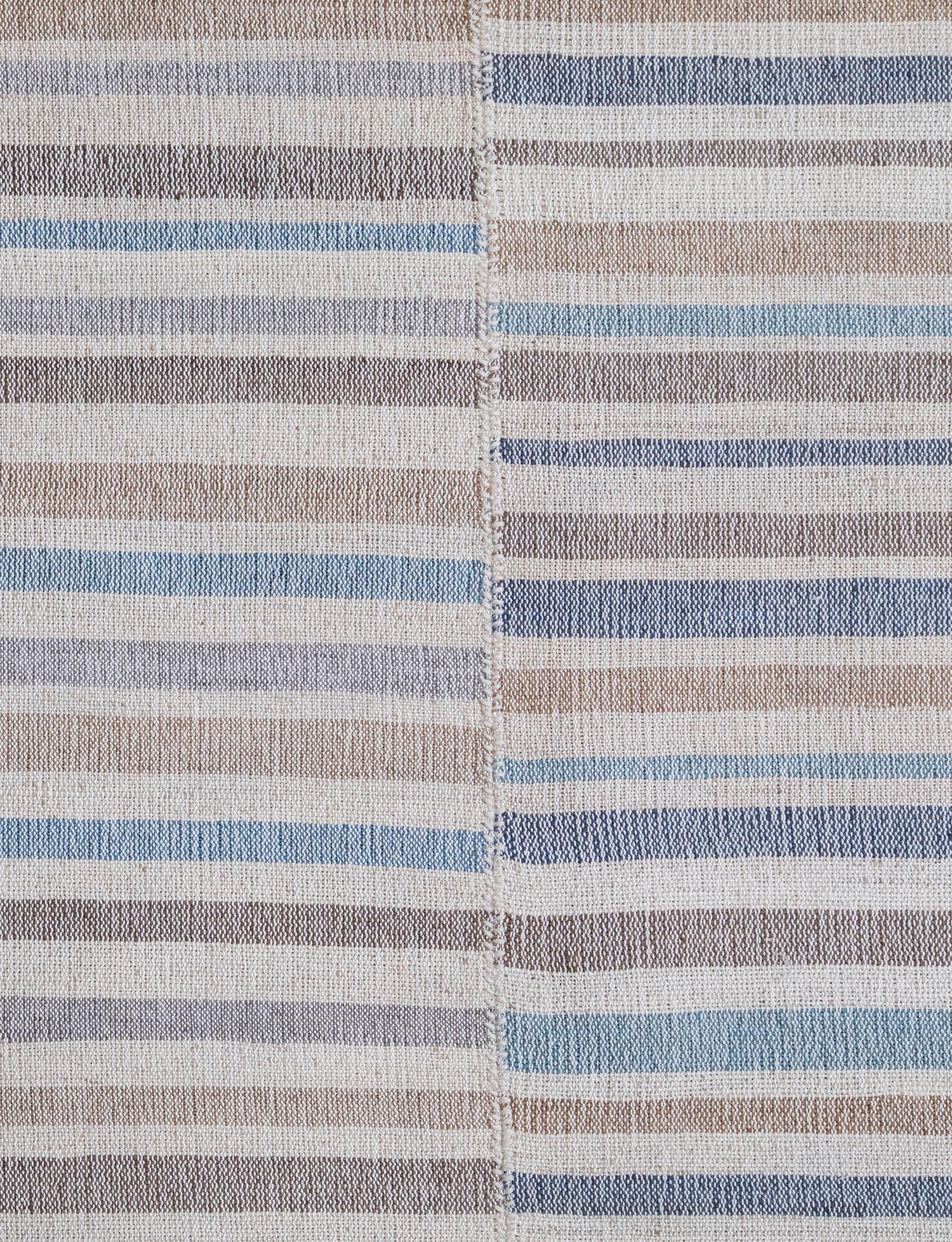 Hand-Woven Mid-Century Modern Style Minimalist Mazandaran Stripe Flatweave Rug For Sale