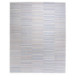 Mid-Century Modern Style Minimalist Mazandaran Stripe Flatweave Rug