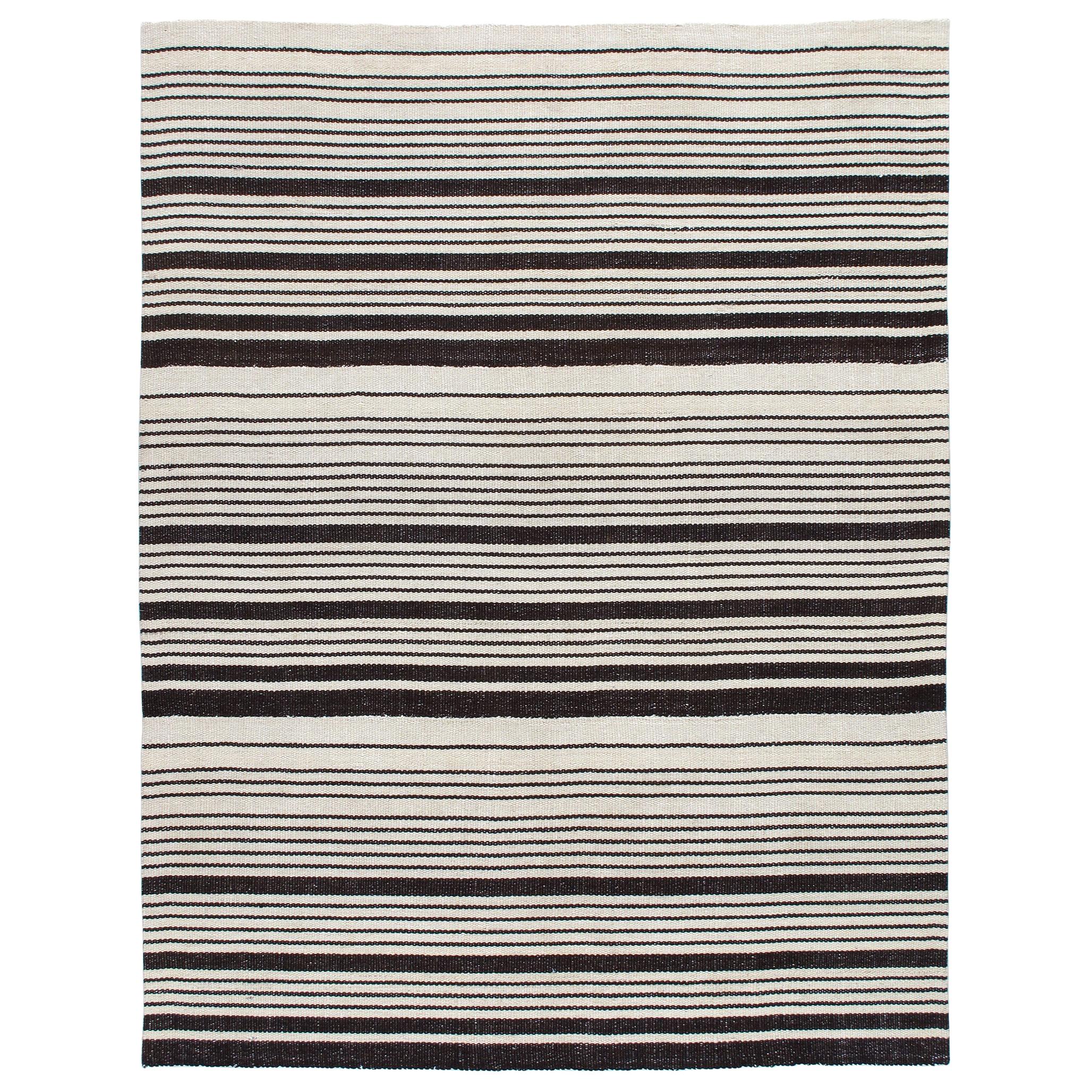 Mid-Century Modern Style Minimalist Pelas Flat-Weave Rug