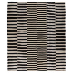 Mid-Century Modern Style Minimalist Stripe Mazandaran Tribal Flatweave Rug