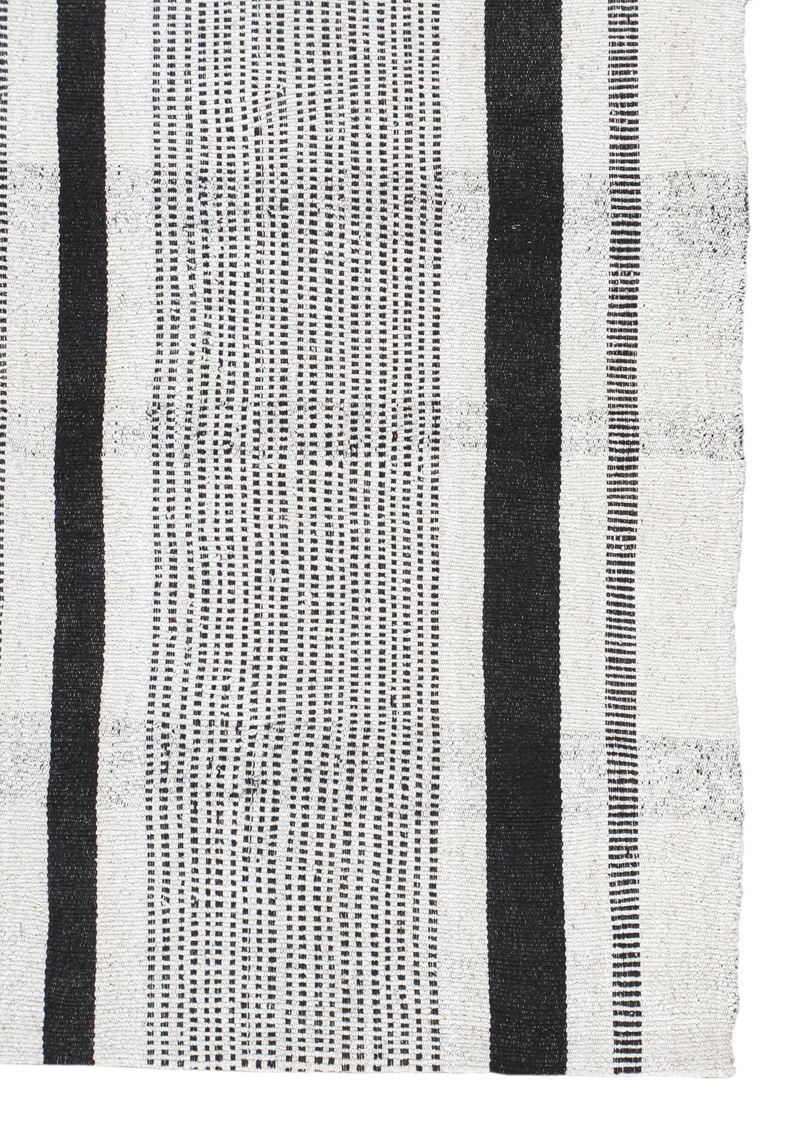 Hand-Woven Mid-Century Modern Style Minimalist Striped Flatweave Rug For Sale
