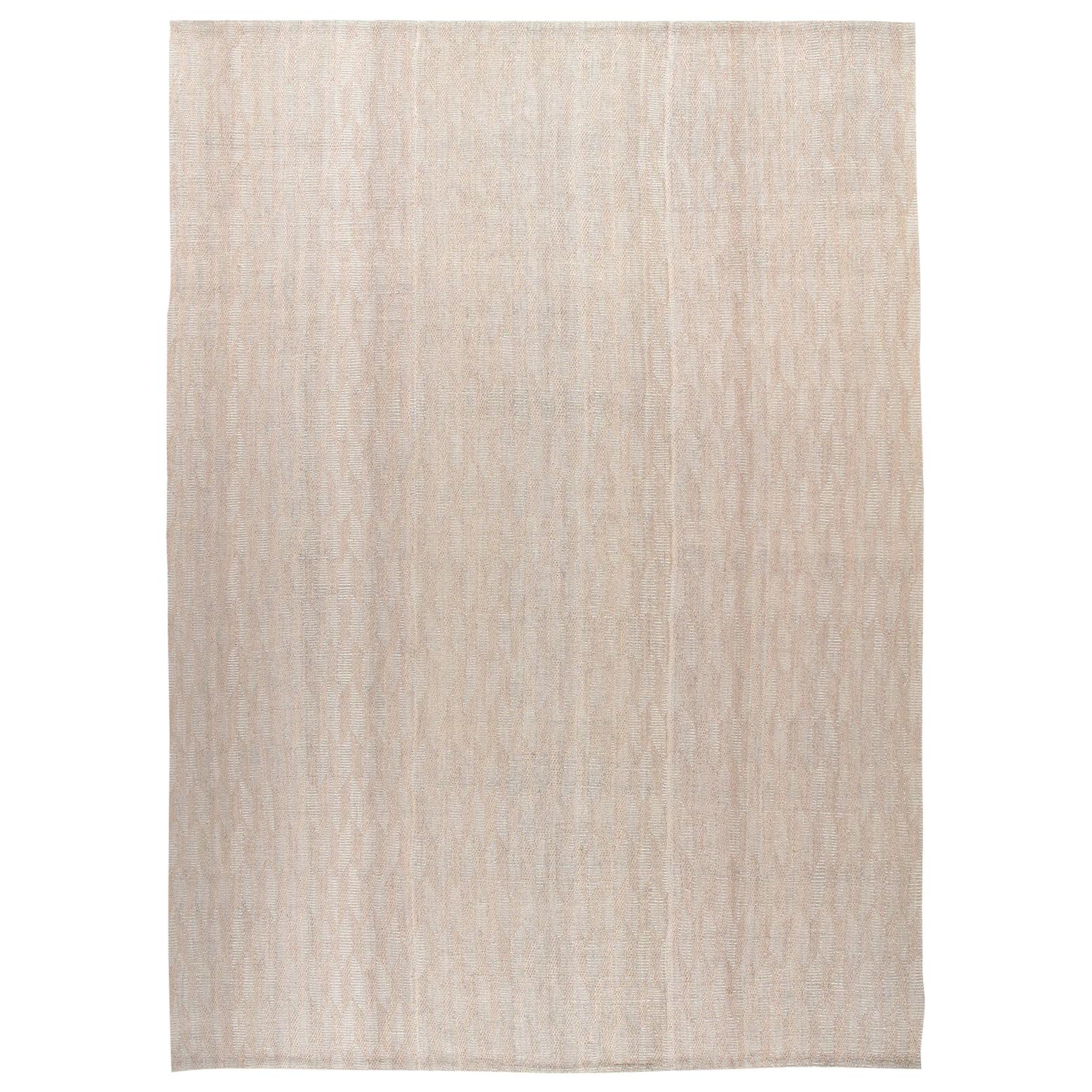 Mid-Century Modern Style Minimalist Textured Flat-Weave Rug For Sale