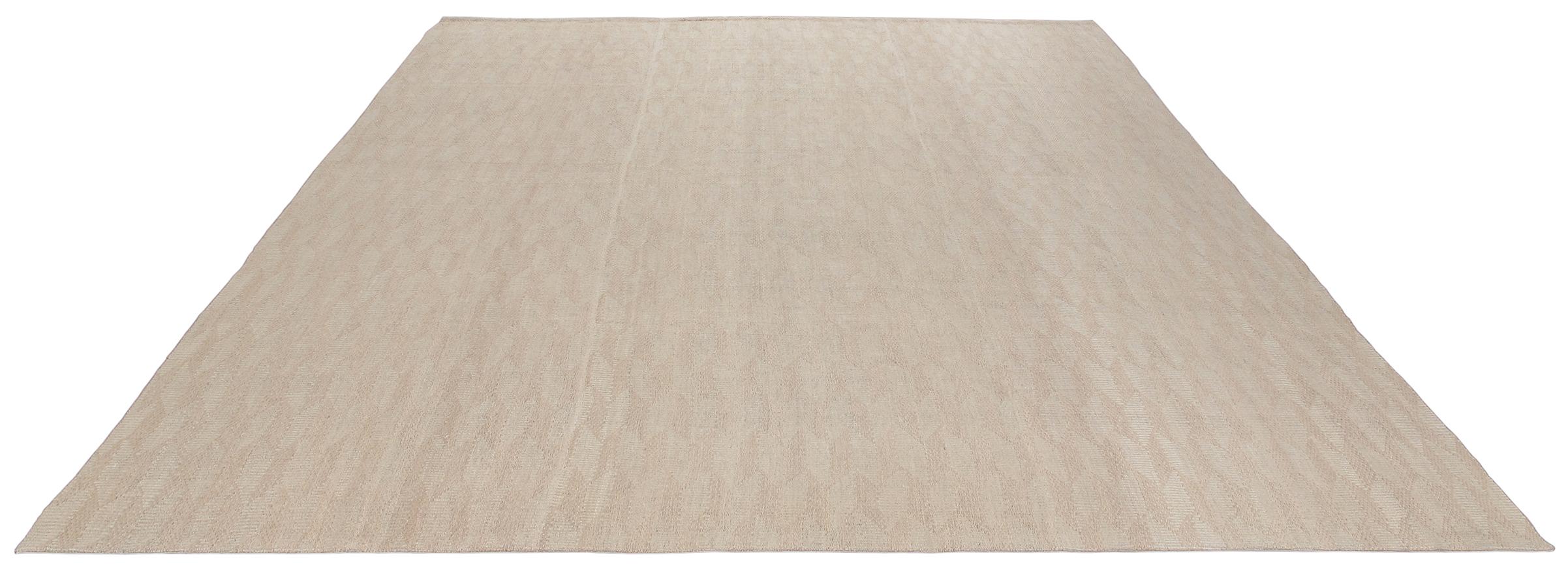 Afghan Mid-Century Modern Style Minimalist Textured Flat-Weave Rug For Sale