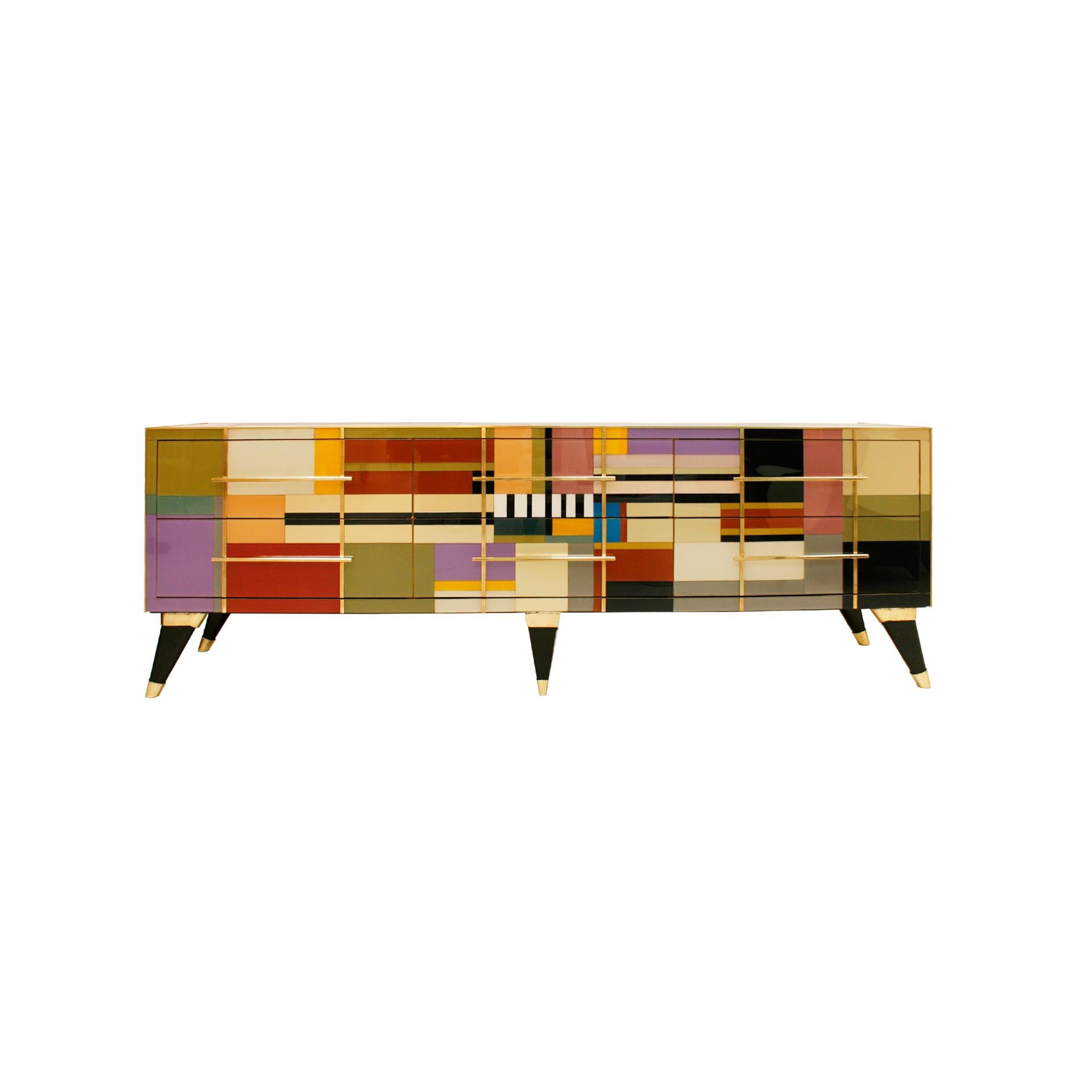 Mid-Century Modern Style Murano Glas und Messing Italienisches Sideboard im Angebot 4