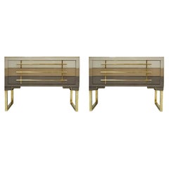 Mid-Century Modern Style Murano Glas und Messing Paar italienische Kommoden
