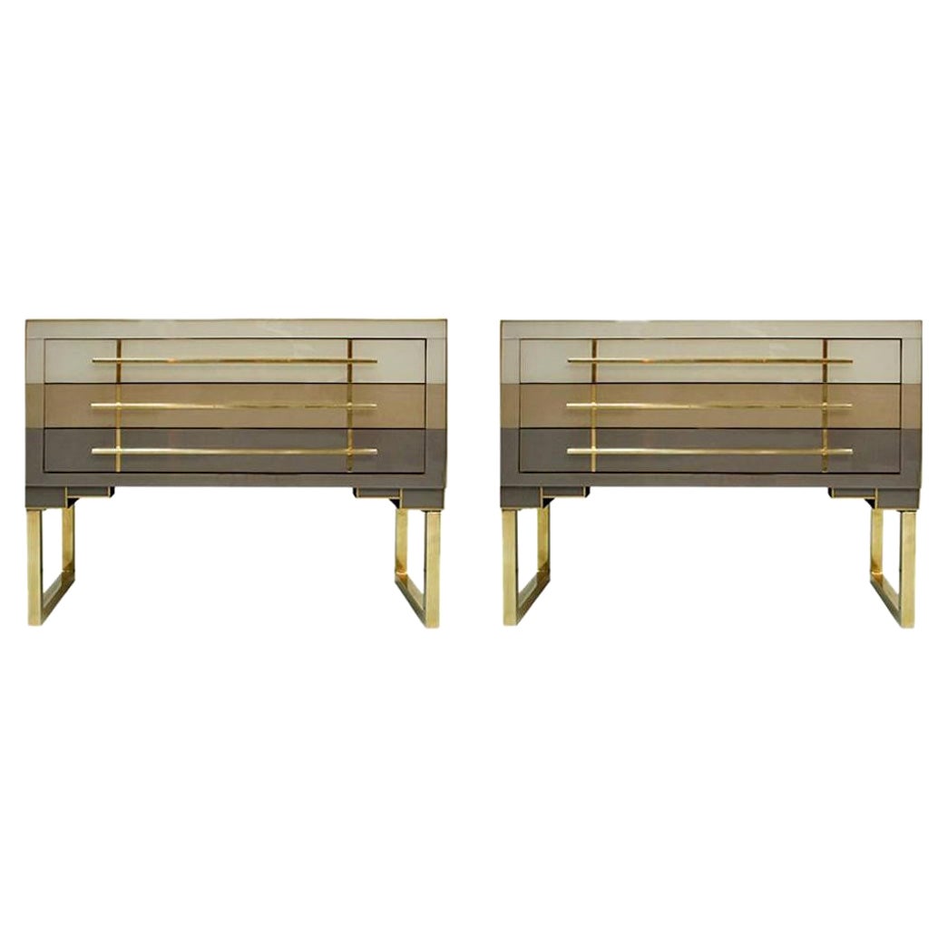 Mid-Century Modern Style Murano Glas und Messing Paar italienische Kommoden