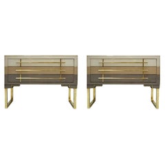 Mid-Century Modern Style Murano Glas und Messing Paar italienische Kommoden