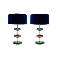 Mid-Century Modern Style Murano Glas und Messing Paar italienische Tischlampen