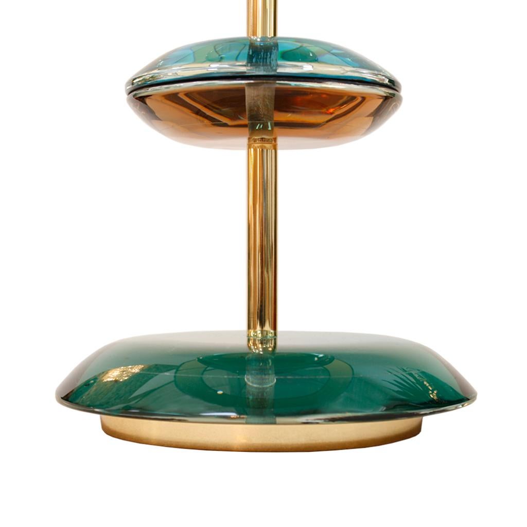 Mid-Century Modern Style Murano Glass and Brass Pair of Italian Table Lamps 4