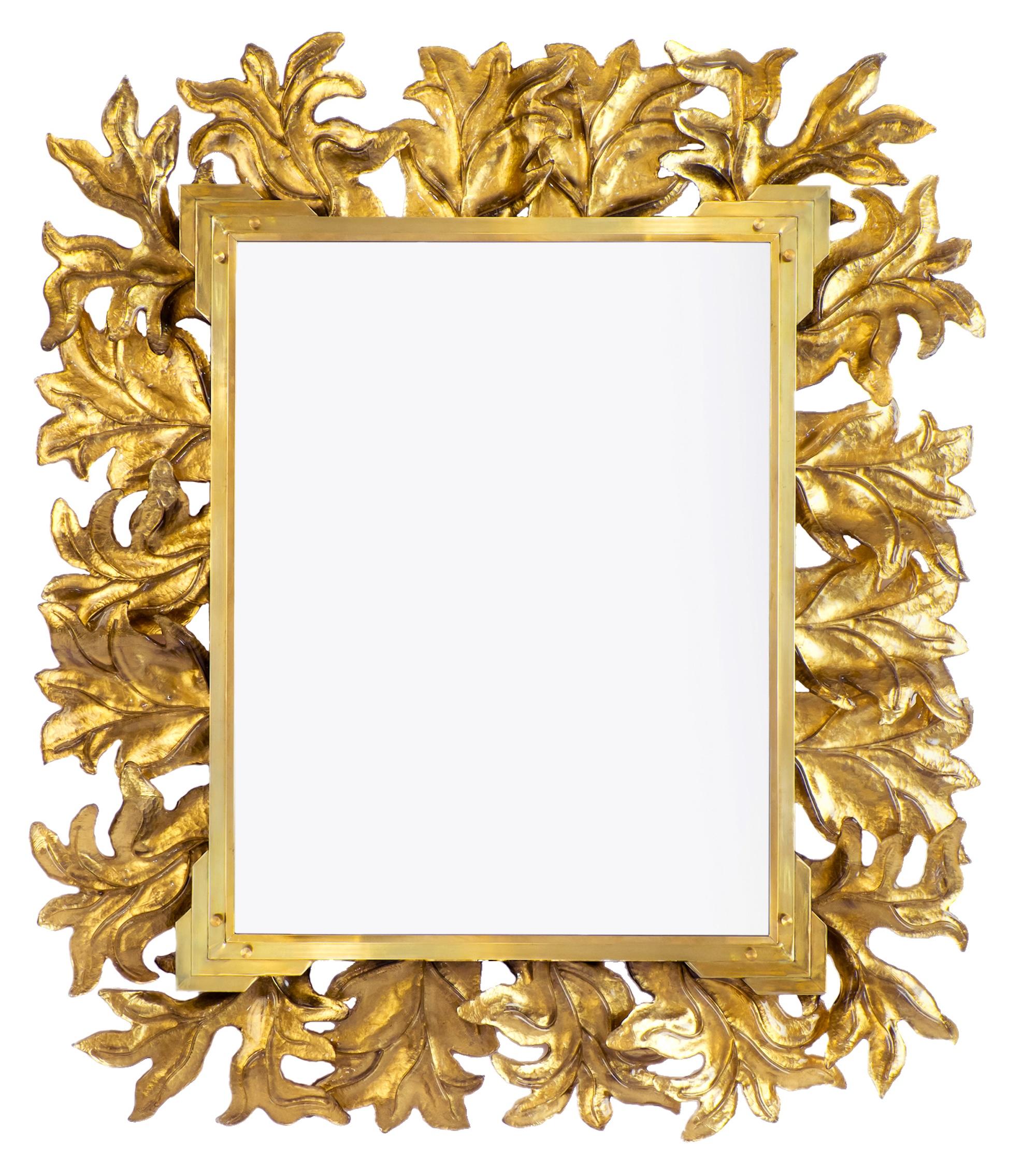 Mid-Century Modern Style Murano Glass Gold Leaf Mirror by Ongaro e Fuga