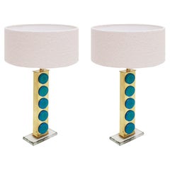 Mid-Century Modern Style Murano Glass Pair of Italian Table Lamps