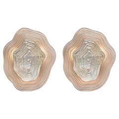 Mid-Century Modern Style Murano Glass Wall Sconces in Smoked Silver Finish