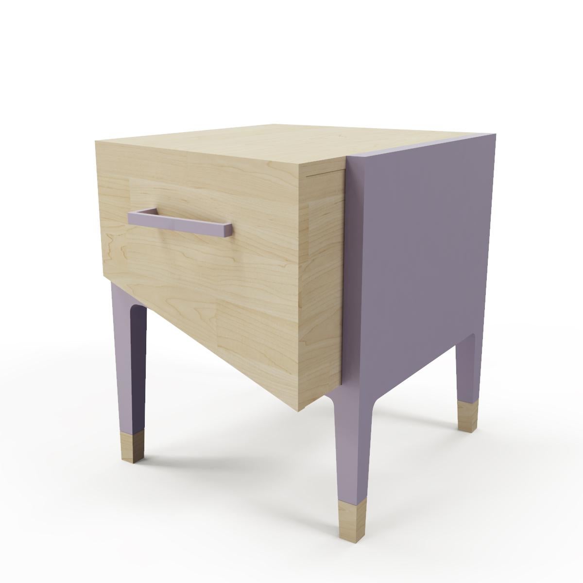 Contemporary Mid-Century Modern Style Nightstand or End Table in Solid Wood For Sale