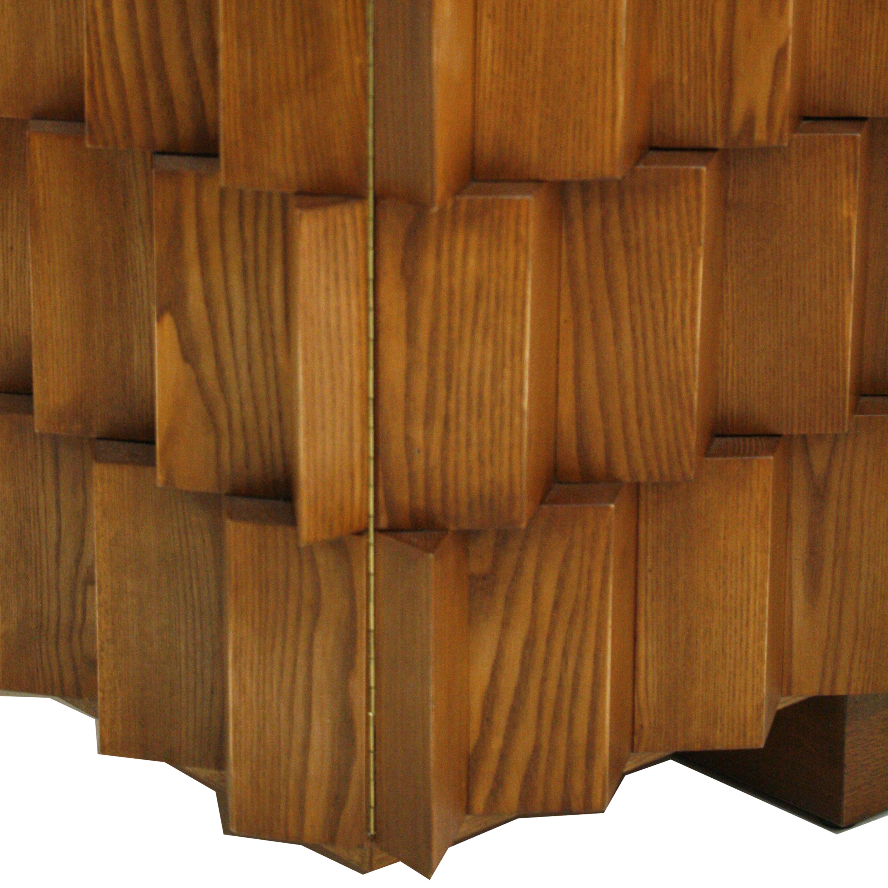 Mid-Century Modern Style Oak Wood and Black Glass Italian Sideboard For Sale 1