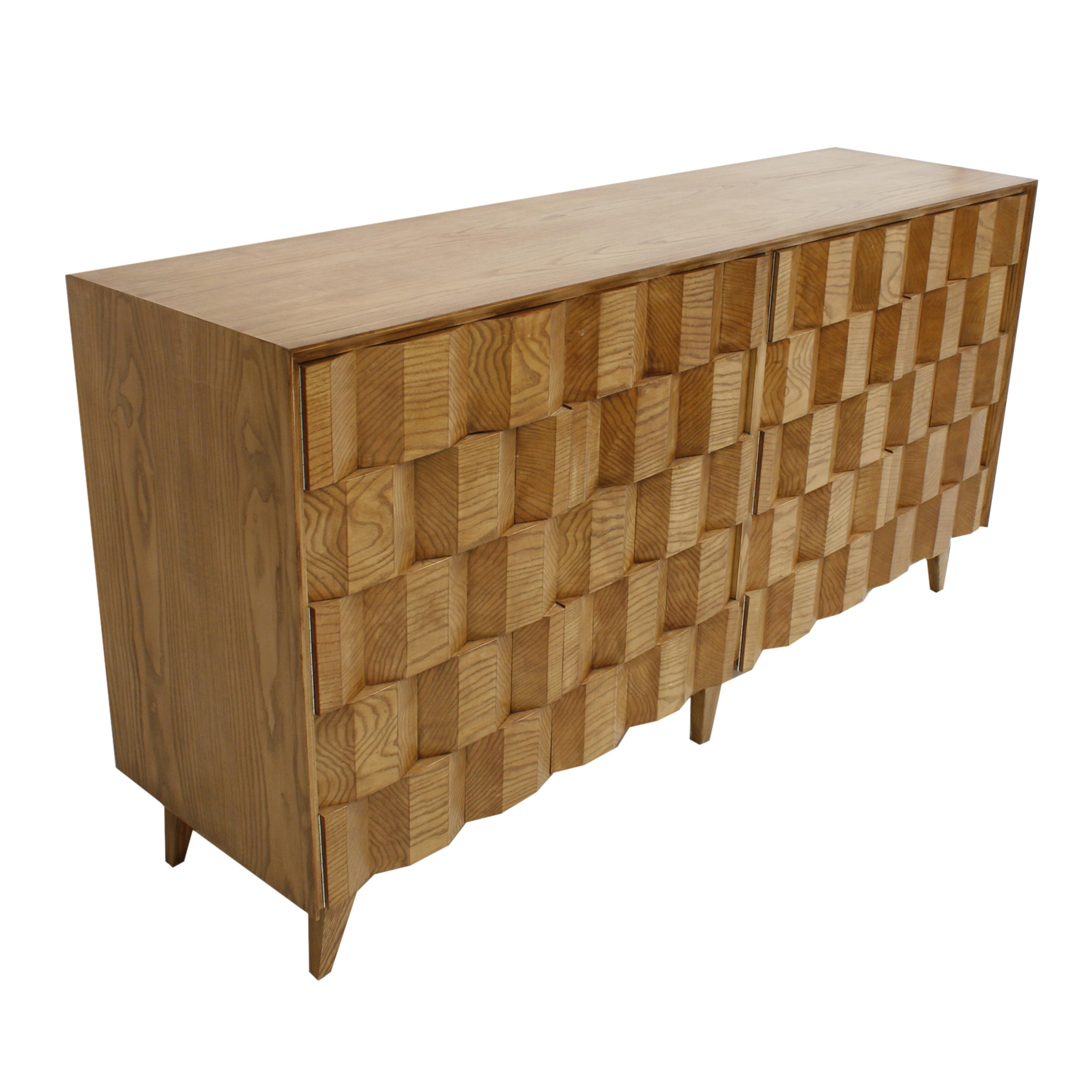 Hand-Crafted Mid-Century Modern Style Oakwood Italian Sideboard Designed by L. A. Studio For Sale