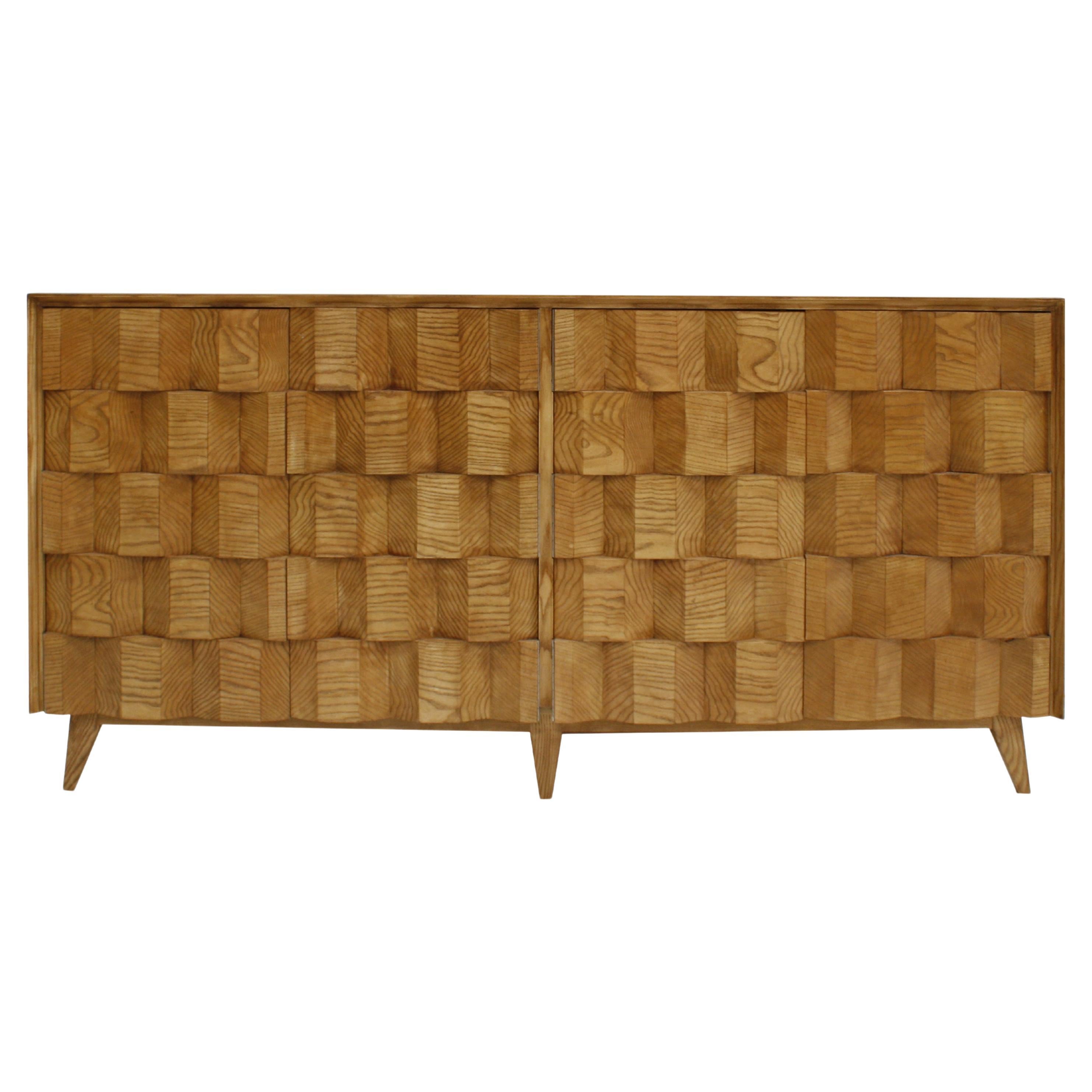 Mid-Century Modern Style Oakwood Italian Sideboard Designed by L. A. Studio For Sale