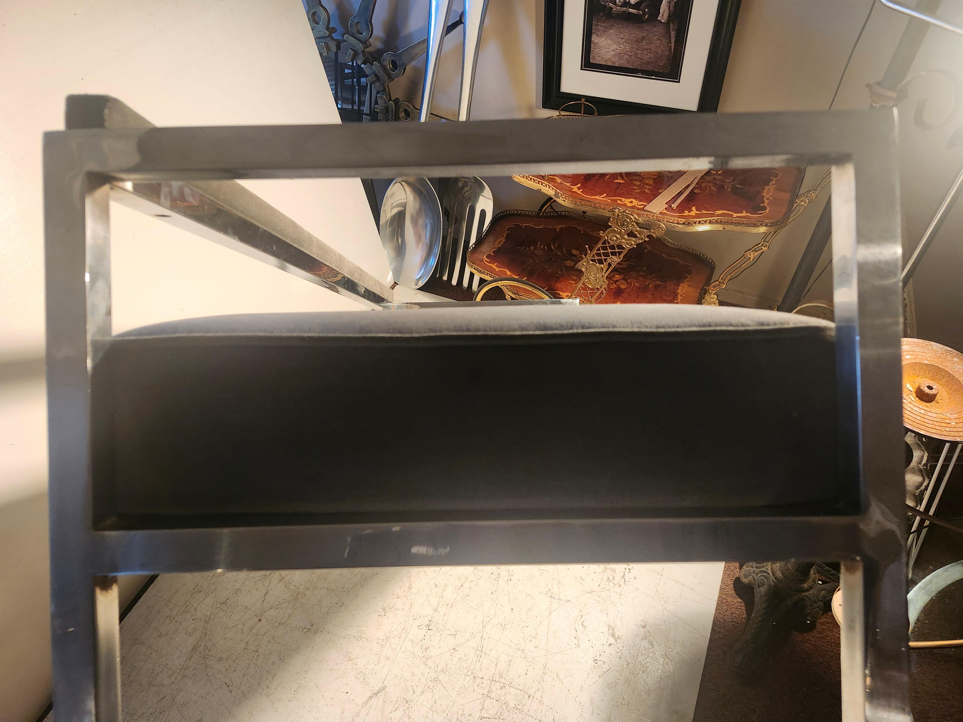 Banc chromé Knoll restauré avec velours de coton gris, de style moderne du milieu du siècle dernier en vente 3