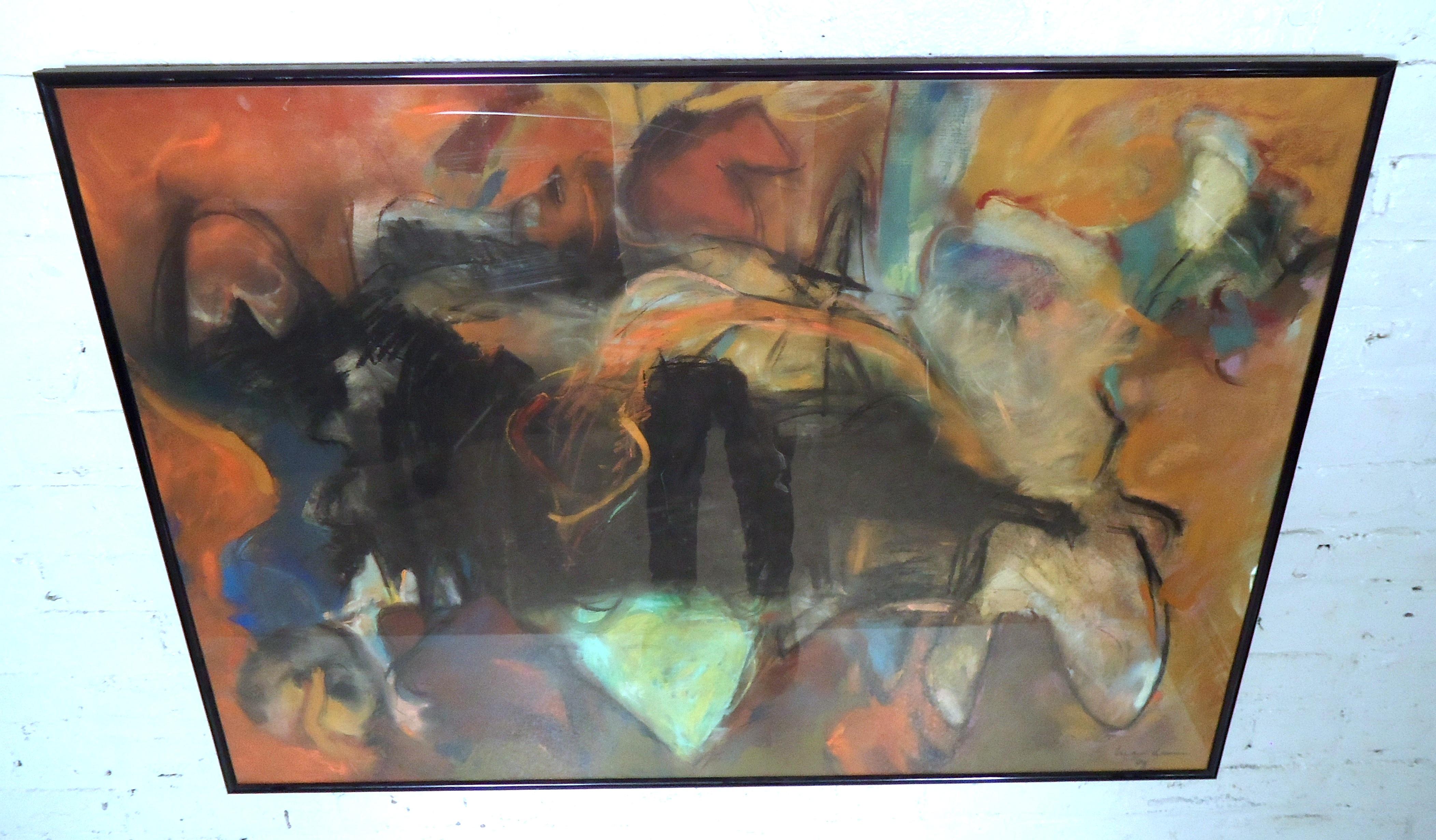 Mid-Century Modern Style Oil Painting In Good Condition For Sale In Brooklyn, NY