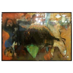 Pittura ad olio in stile moderno di metà secolo