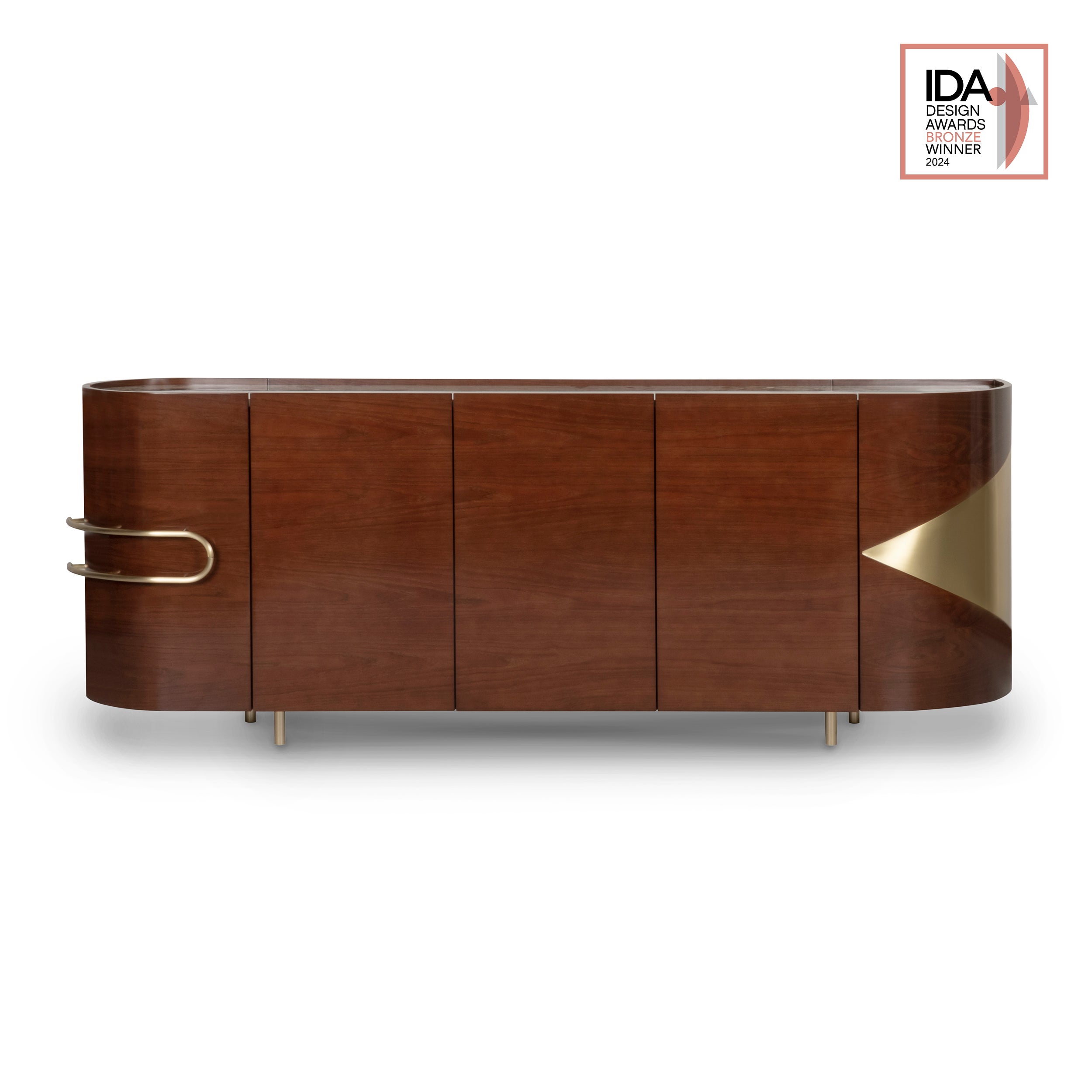 Mid-Century Modern Style Olival Bar Cabinet, Patagonia Stone, Handmade