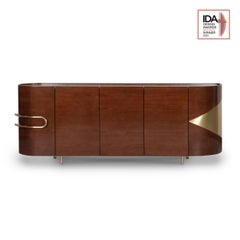 Mid-Century Modern Style Olival Bar Cabinet, Patagonia Stone, Handmade