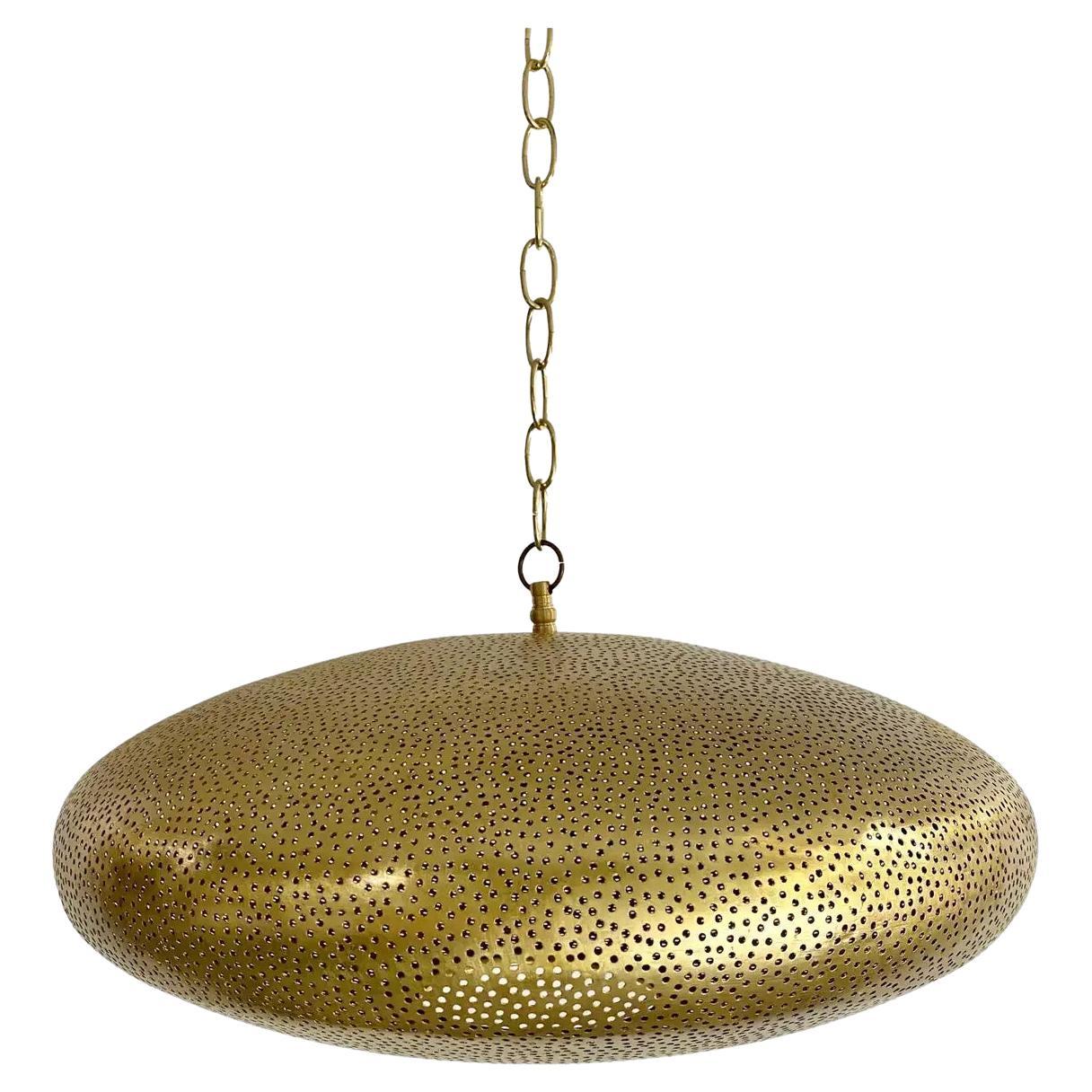 Mid-Century Modern Style Oval Spaceship Brass Pendant or Lantern For Sale