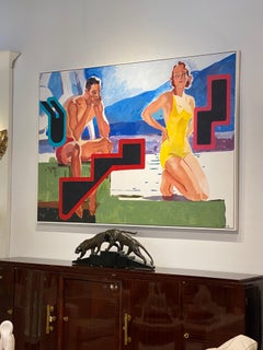 Mid-Century Modern Style Painting  "A Day at the Beach" by Ahmed Gomez