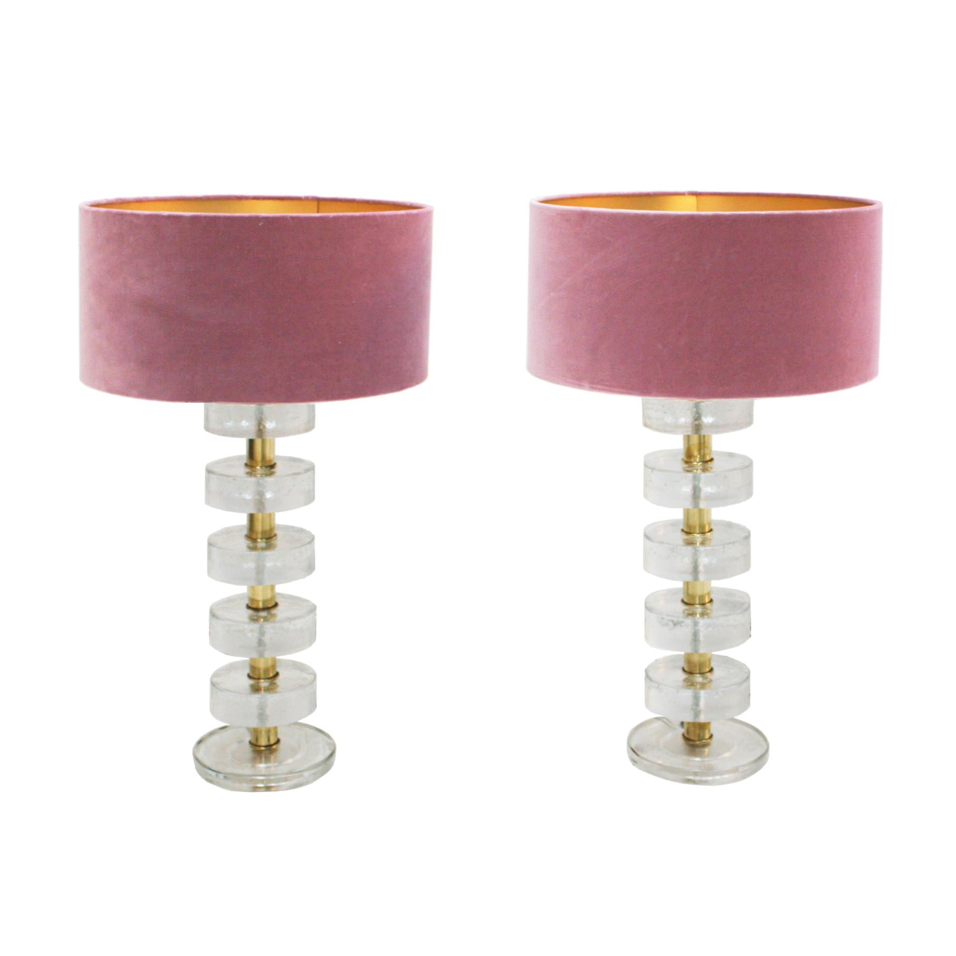 Mid-Century Modern Style Paar Murano Glas Italienische Tischlampen (Moderne der Mitte des Jahrhunderts) im Angebot