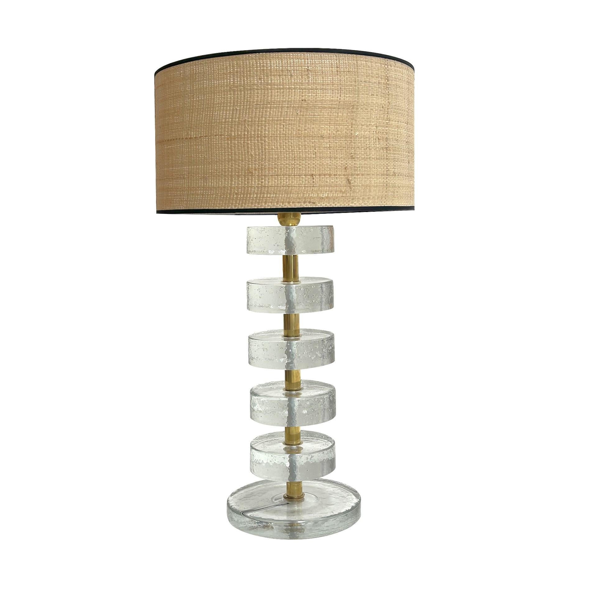 Mid-Century Modern Style Paar Murano Glas Italienische Tischlampen (Messing) im Angebot