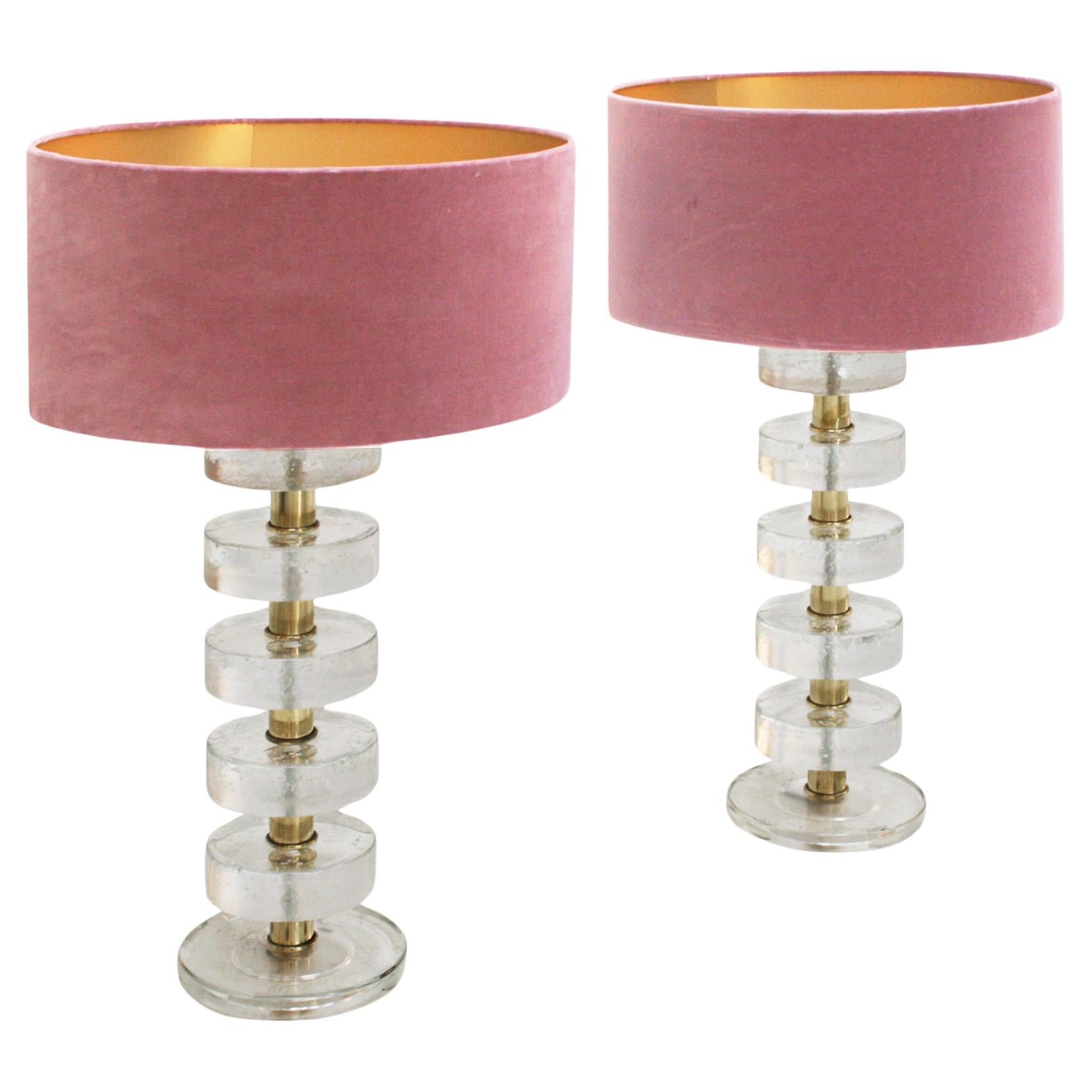 Mid-Century Modern Style Pair of Murano Glass Italian Table Lamps