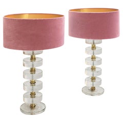 Mid-Century Modern Style Pair of Murano Glass Italian Table Lamps