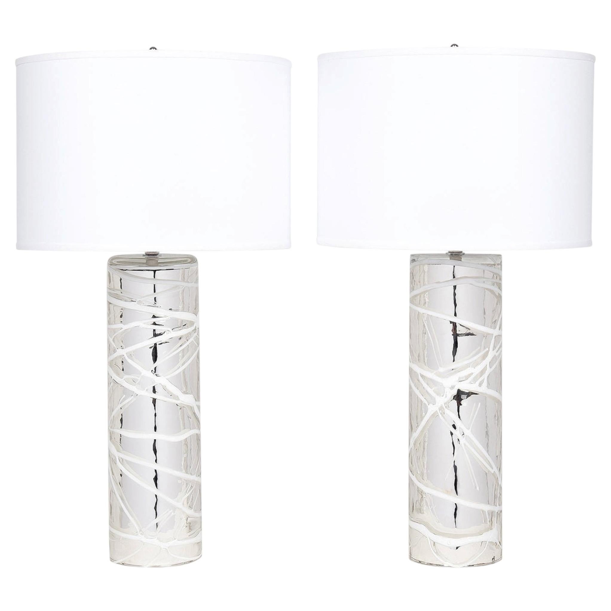 Paire de lampes de table en verre « Mercury » de Murano, style « Mid-Century Modern », Italie en vente