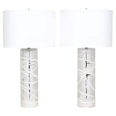 Mid-Century Modern Style Pair of Murano Mercury Glass Table Lamps, Italy