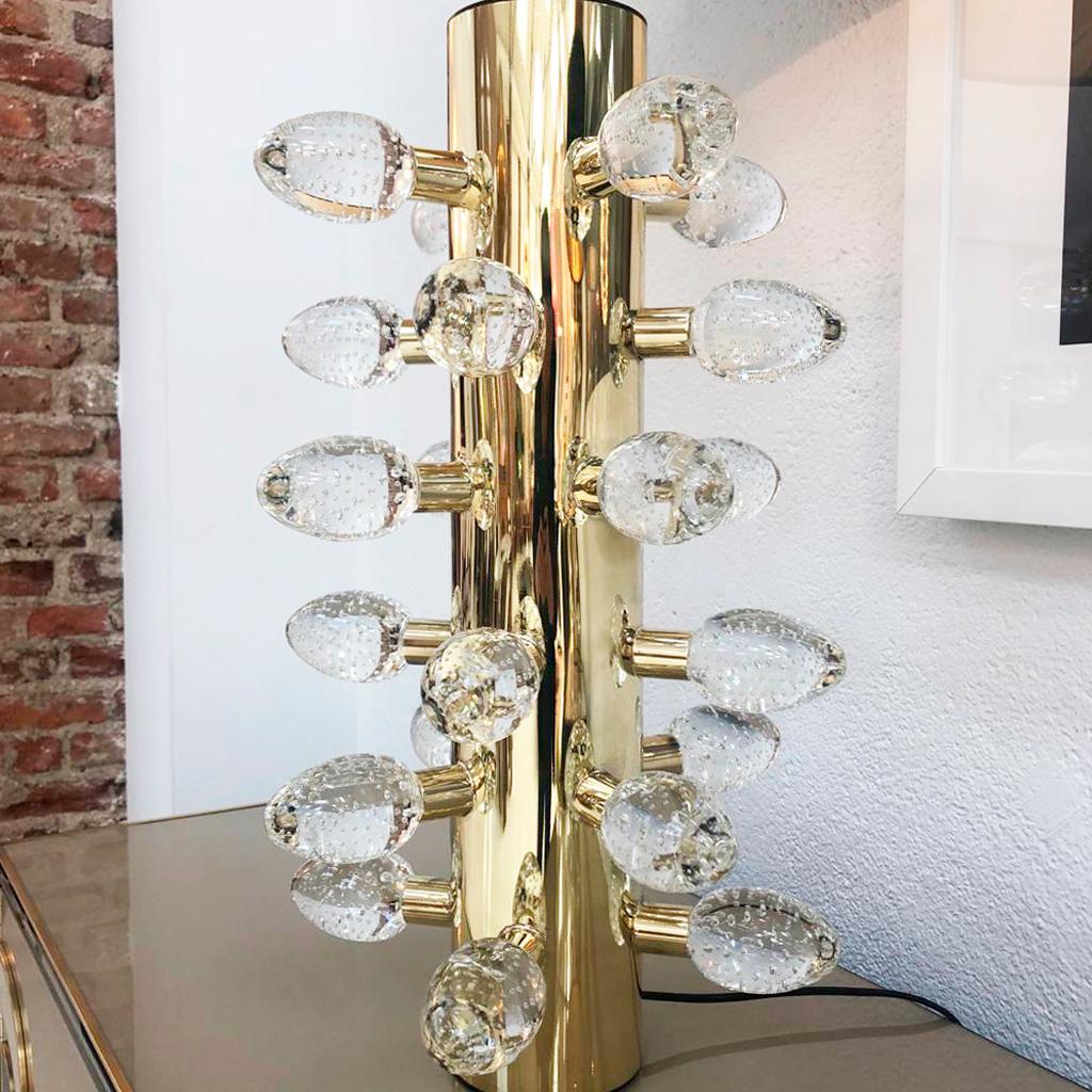Mid-Century Modern Style Pair of Sculptural Murano Glass Italian Table Lamps For Sale 6