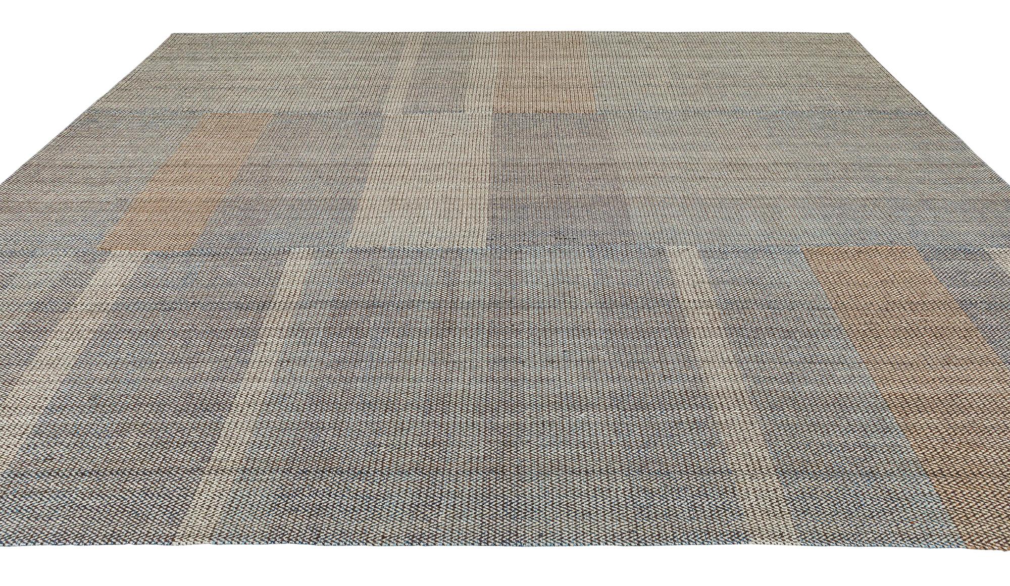 Contemporary Mid-Century Modern Style Pelas Charmo Flatweave Rug For Sale