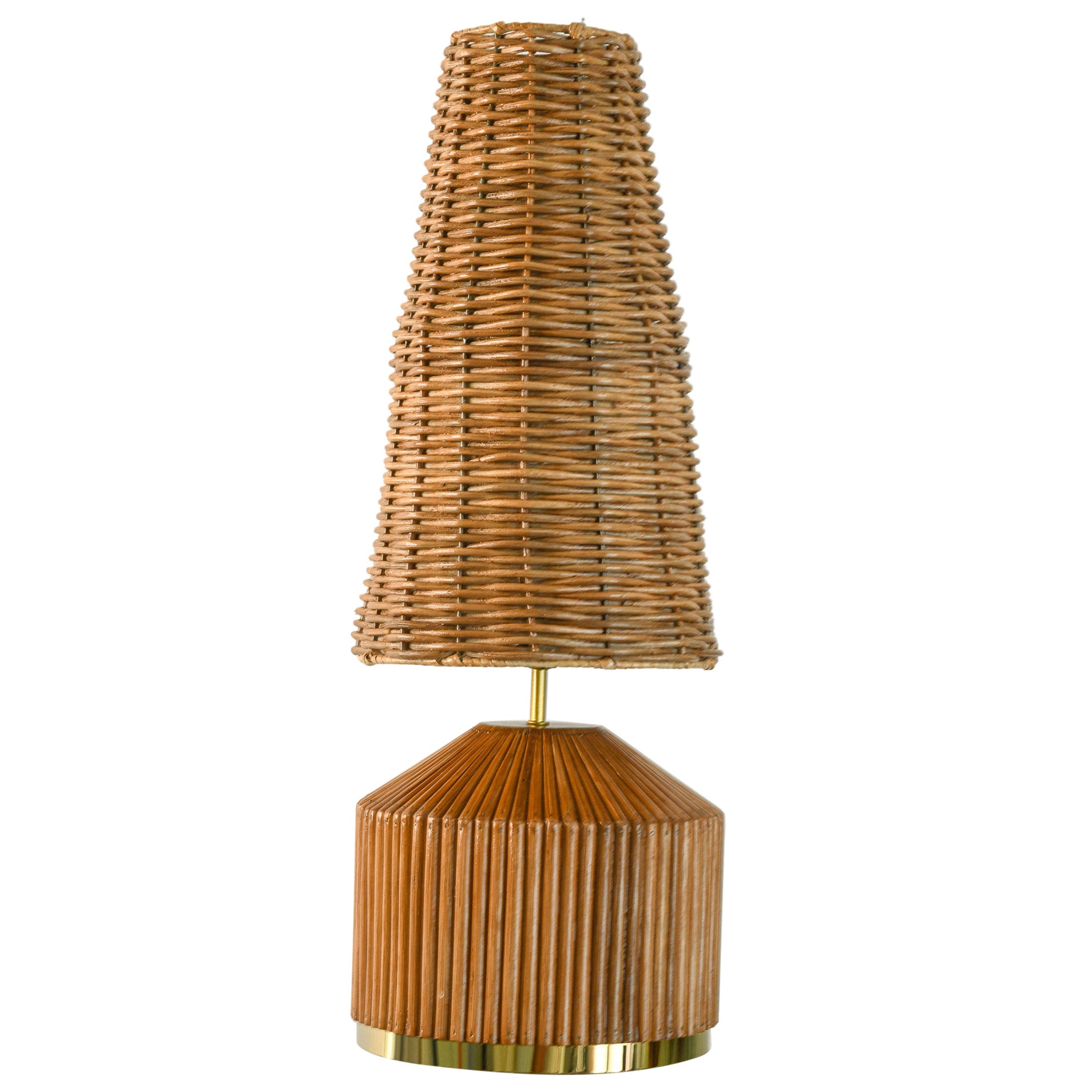 Mid-century Modern Style Pencil Reed Wicker Table Lamp