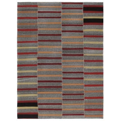 Mid-Century Modern Style Persian Flat-Weave Stripe Rug