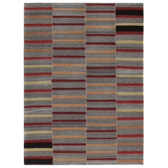 Mid-Century Modern Style Persian Flat-Weave Stripe Rug