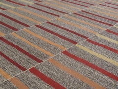 Mid-Century Modern Style Persian Flat-Weave Stripe Rug